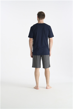 U.S. Polo Assn. 19015 Erkek Lacıvert Kısa Kollu Yuvarlak Yaka Şort Takımı