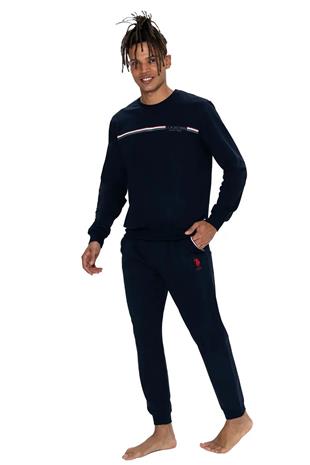 U.S. Polo Assn. 18921 Erkek Lacıvert Uzun Kollu Yuvarlak Yaka Pijama Takımı