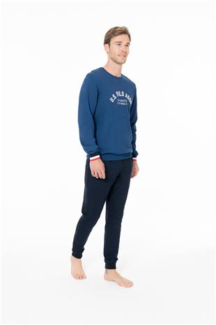 U.S. Polo Assn. 18943 Erkek Lacıvert Yuvarlak Yaka Uzun Kollu Pijama Takımı