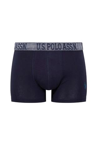 U.S. Polo Assn. 80503 Erkek İndigo-Baskılı-Lacivert Pamuklu 3 Lü Boxer