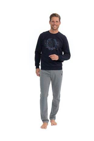 U.S. Polo Assn. 18824 Erkek Lacivert Uzun Kollu Yuvarlak Yaka İki İplik Eşofman Takım