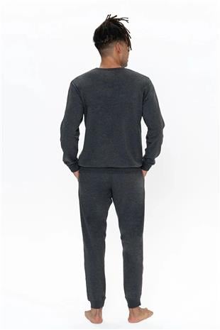 U.S. Polo Assn. 18923 Erkek Antrasıt Melanj Uzun Kollu Yuvarlak Yaka Pijama Takımı