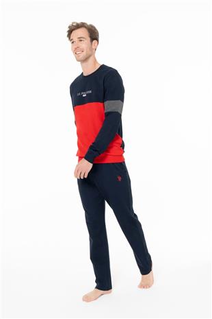 U.S. Polo Assn. 18930 Erkek Lacıvert Yuvarlak Yaka Uzun Kollu Pijama Takımı