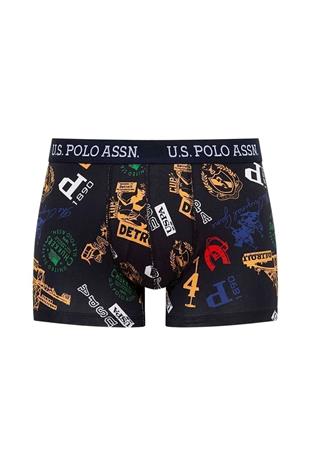 U.S. Polo Assn. 80476 Erkek Lacivert-Desenli Pamuklu 2 Li Boxer