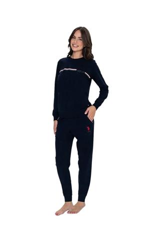 U.S. Polo Assn. 20111 Kadın Lacıvert Uzun Kollu Yuvarlak Yaka Pijama Takımı