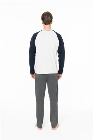 U.S. Polo Assn. 18965 Erkek Lacıvert Yuvarlak Yaka Uzun Kollu Pijama Takımı