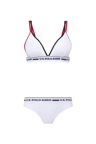 U.S. Polo Assn. 66254 Kadın Beyaz Büstiyer Slip Takım