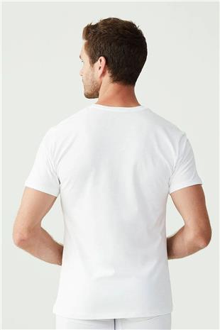 U.S. Polo Assn. 90002 Erkek Beyaz Pamuklu Battal Beden 2 Li Yuvarlak Yaka T-Shirt