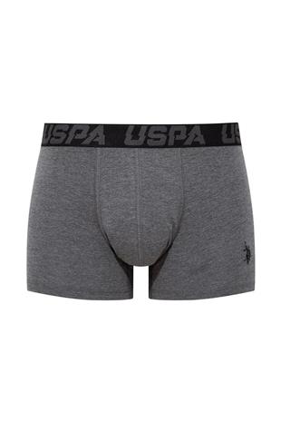 U.S. Polo Assn. 80496 Erkek Siyah-Antrasit-Baskılı Pamuklu 3 Lü Boxer
