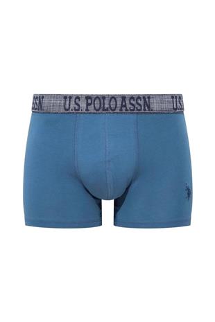 U.S. Polo Assn. 80503 Erkek İndigo-Baskılı-Lacivert Pamuklu 3 Lü Boxer