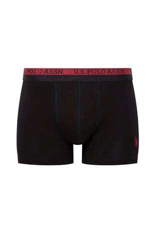 U.S. Polo Assn. 80522 Erkek Baskılı-Bordo-Siyah Modal 3 Lü Boxer