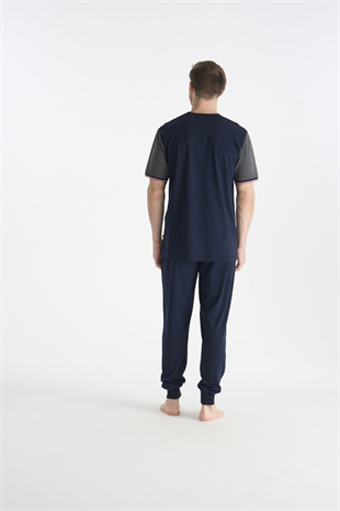 U.S. Polo Assn. 19036 Erkek Lacıvert Kısa Kollu Yuvarlak Yaka Pijama Takımı