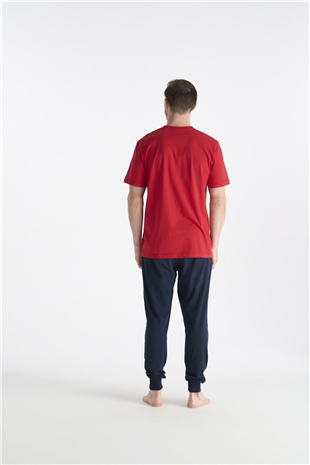 U.S. Polo Assn. 19038 Erkek Kırmızı Kısa Kollu Yuvarlak Yaka Pijama Takımı