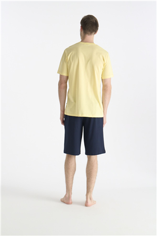 U.S. Polo Assn. 19018 Erkek Sarı Kısa Kollu Yuvarlak Yaka Şort Takımı