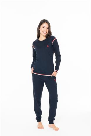 U.S. Polo Assn. 20118 Kadın Lacıvert Yuvarlak Yaka Uzun Kollu Pijama Takımı