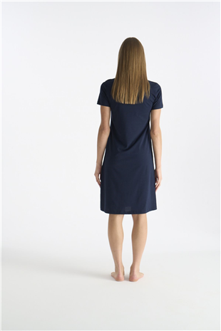 U.S. Polo Assn. 20206 Kadın Lacıvert Kısa Kollu Yuvarlak Yaka Gecelik