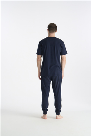 U.S. Polo Assn. 19038 Erkek Lacıvert Kısa Kollu Yuvarlak Yaka Pijama Takımı