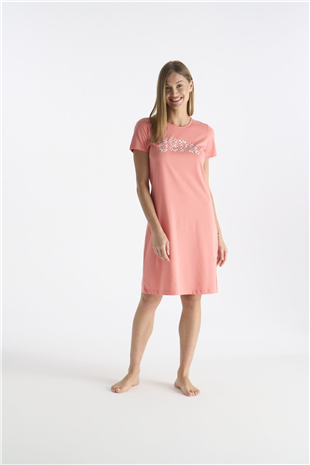 U.S. Polo Assn. 20200 Kadın Mercan Kısa Kollu Yuvarlak Yaka Gecelik