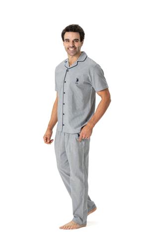 U.S. Polo Assn. 18808 Erkek Lacivert Boydan Patlı Kısa Kollu Pijama Takımı