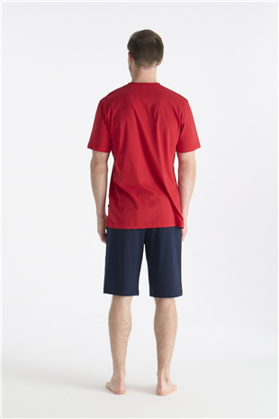 U.S. Polo Assn. 19005 Erkek Kırmızı Kısa Kollu Yuvarlak Yaka Şort Takımı