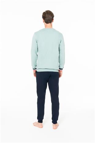 U.S. Polo Assn. 18943 Erkek Mınt Yuvarlak Yaka Uzun Kollu Pijama Takımı