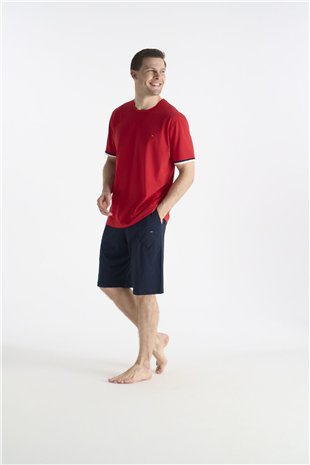 U.S. Polo Assn. 19035 Erkek Kırmızı Kısa Kollu Yuvarlak Yaka Şort Takımı