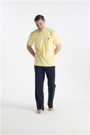 U.S. Polo Assn. 19039 Erkek Sarı Kısa Kollu Yuvarlak Yaka Pijama Takımı