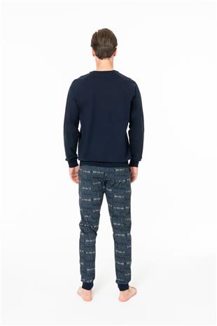 U.S. Polo Assn. 18968 Erkek Lacıvert Yuvarlak Yaka Uzun Kollu Pijama Takımı