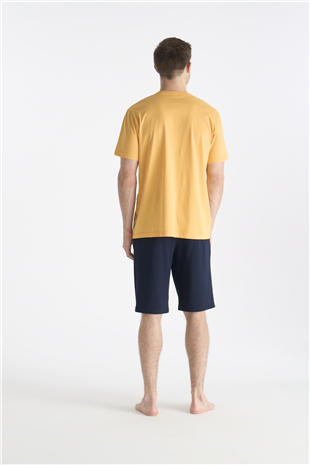 U.S. Polo Assn. 19016 Erkek Sarı Kısa Kollu Yuvarlak Yaka Şort Takımı