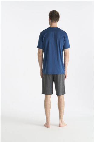 U.S. Polo Assn. 19019B Erkek Lacıvert Kısa Kollu Yuvarlak Yaka Battal Şort Takımı