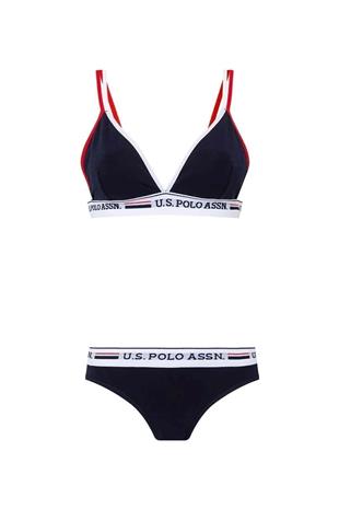 U.S. Polo Assn. 66254 Kadın Lacivert Büstiyer Slip Takım