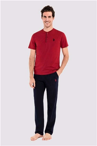 U.S. Polo Assn. 12005 Erkek Bordo 3lü Pijama Takım