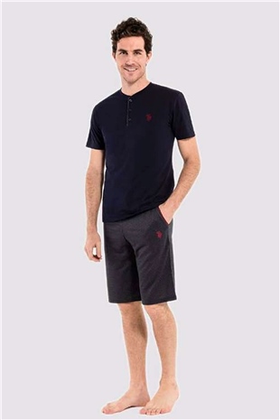 U.S. Polo Assn. 12005 Erkek Lacivert 3lü Pijama Takım