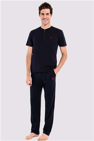 U.S. Polo Assn. 12005 Erkek Lacivert 3lü Pijama Takım