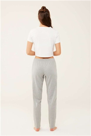 U.S. Polo Assn. 16601 Kadın Gri Melanj Pijama Altı