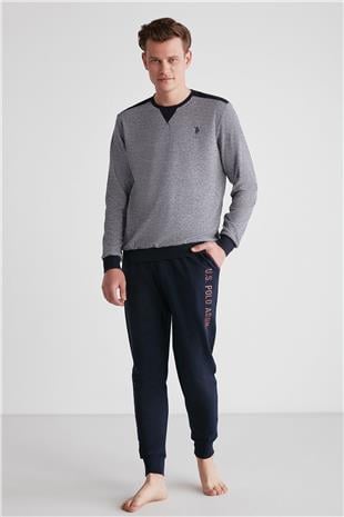 U.S. Polo Assn. 18720 Erkek Lacivert Yuvarlak Yaka Uzun Kollu Pijama Takımı