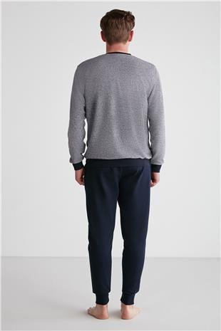 U.S. Polo Assn. 18720 Erkek Lacivert Yuvarlak Yaka Uzun Kollu Pijama Takımı