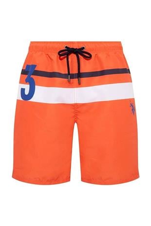 U.S. Polo Assn. 22003 Turuncu Fermuar Cepli Uzun Erkek Deniz Şortu