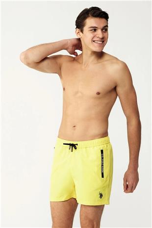 U.S. Polo Assn. 23007 Sarı Fermuar Cepli Orta Boy Erkek Deniz Şortu