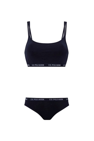 U.S. Polo Assn. 65004 Kadın Lacivert Büstiyer Slip Set