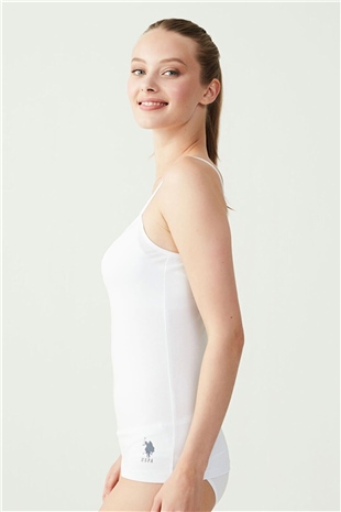 U.S. Polo Assn. 66000 Kadın Beyaz İp Askılı Atlet