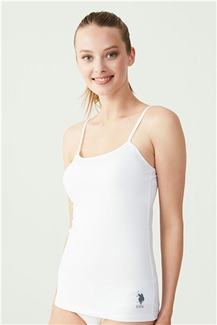 U.S. Polo Assn. 66000 Kadın Beyaz İp Askılı Atlet