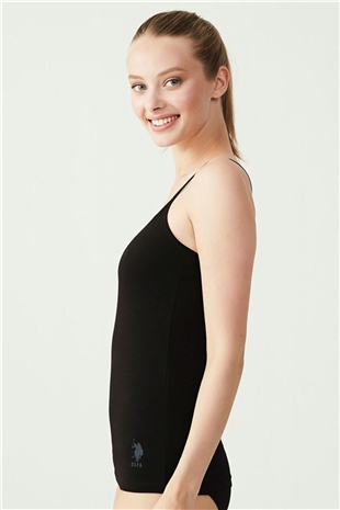 U.S. Polo Assn. 66000 Kadın Siyah İp Askılı Atlet