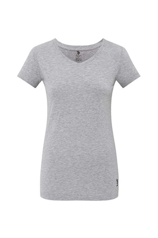 U.S. Polo Assn. 66004 Kadın Gri Melanj Kısa Kollu V-Yaka T-Shirt