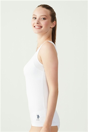 U.S. Polo Assn. 66005 Kadın Beyaz Kalın Askılı Atlet