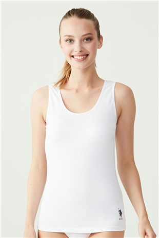 U.S. Polo Assn. 66005 Kadın Beyaz Kalın Askılı Atlet