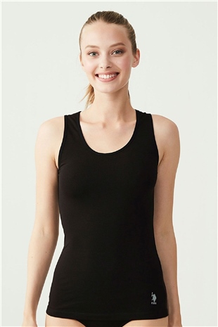 U.S. Polo Assn. 66005 Kadın Siyah Kalın Askılı Atlet