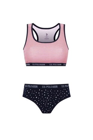 U.S. Polo Assn. 66251 Kadın Lacivert Büstiyer Slip Takım