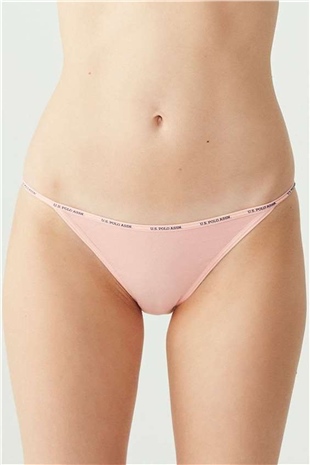 U.S. Polo Assn. 67000 Kadın Siyah-Ten-Beyaz-Somon-Kırmızı 5li Tanga Slip