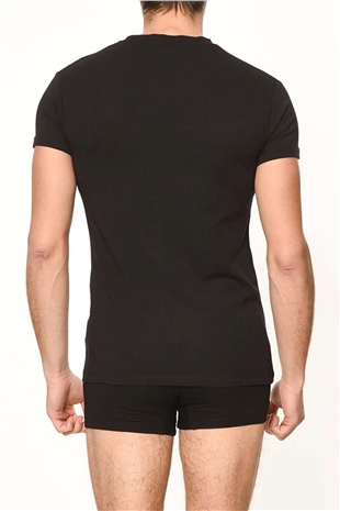 U.S. Polo Assn. 80194 Erkek Siyah 2li Kısa Kol V Yaka Atlet